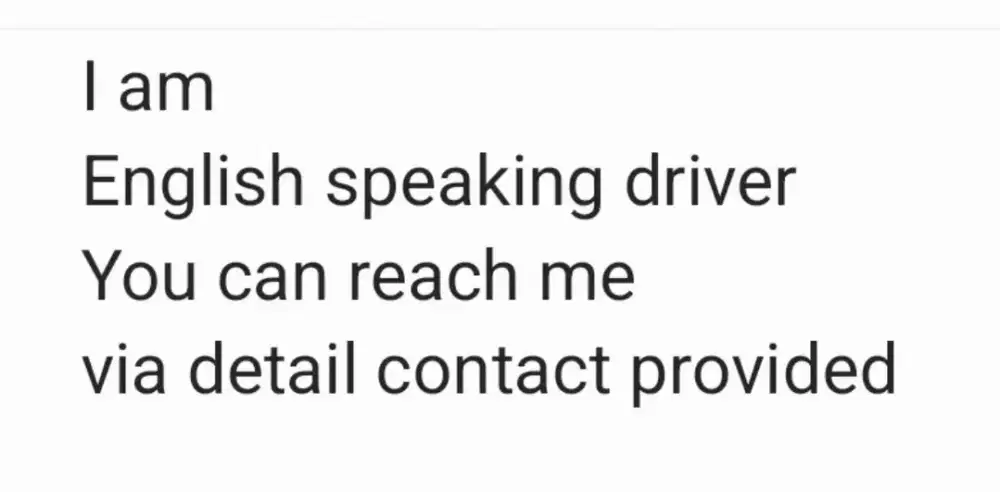 English speaking Driver (A/T or M/T)