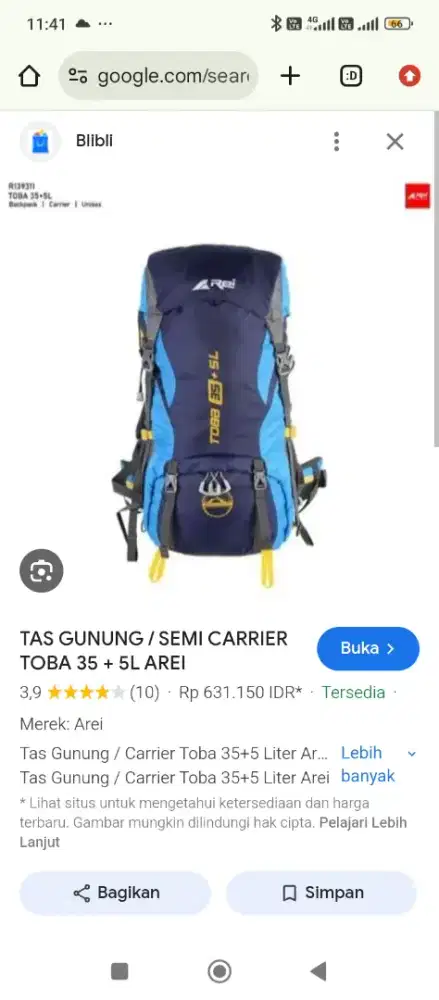 REI Toba 35+5L tas gunung rei