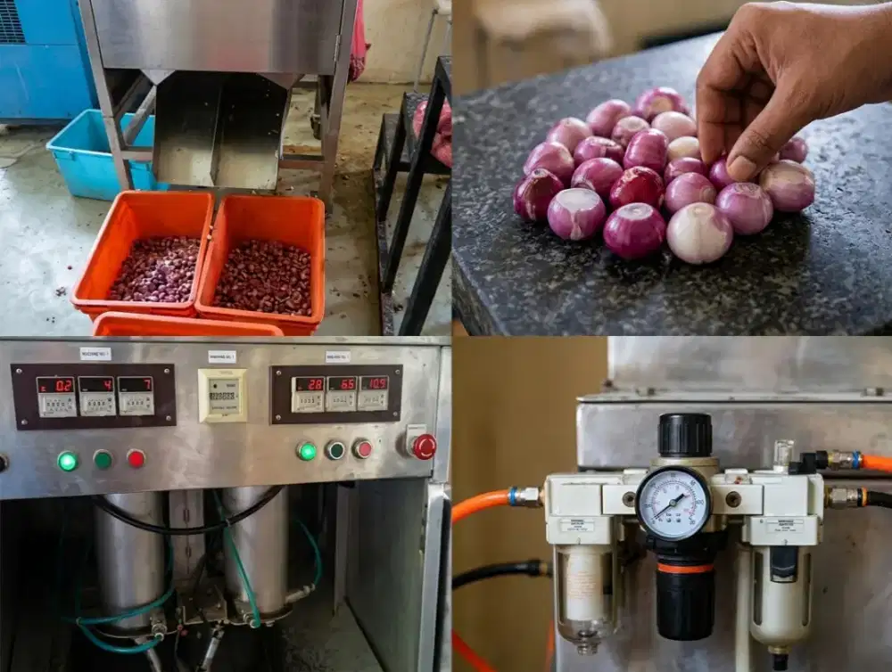 Mesin kupas kulit bawang otomatis