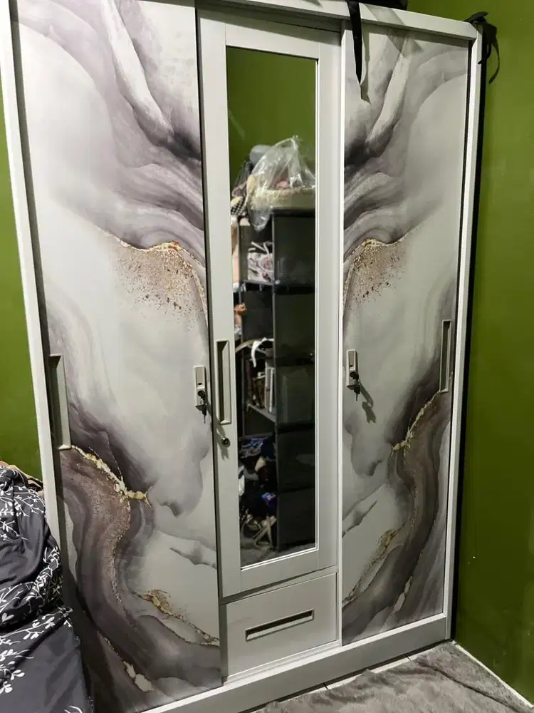 Lemari Pakaian Besi 3 Pintu SLIDING FULL