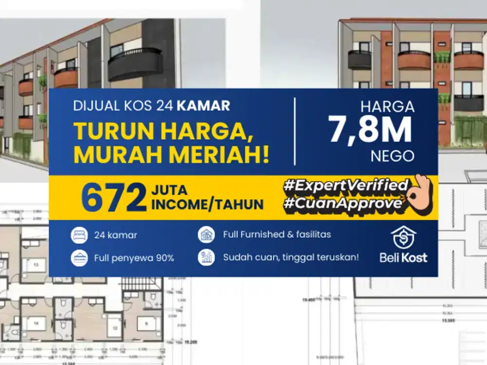 DIJUAL CEPAT KOSAN di TB. Simatupang JAKARTA SELATAN Cuan 672jt/Tahun Di support Garansi 3 Bulan