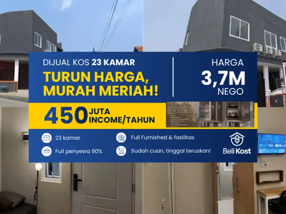 DIJUAL KOSAN CIKARANG DEKAT PABRIK INCOME 450juta / TAHUN