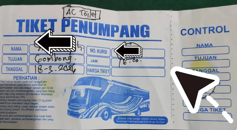 Jual Rugi Tiket Bus Pariwisata
