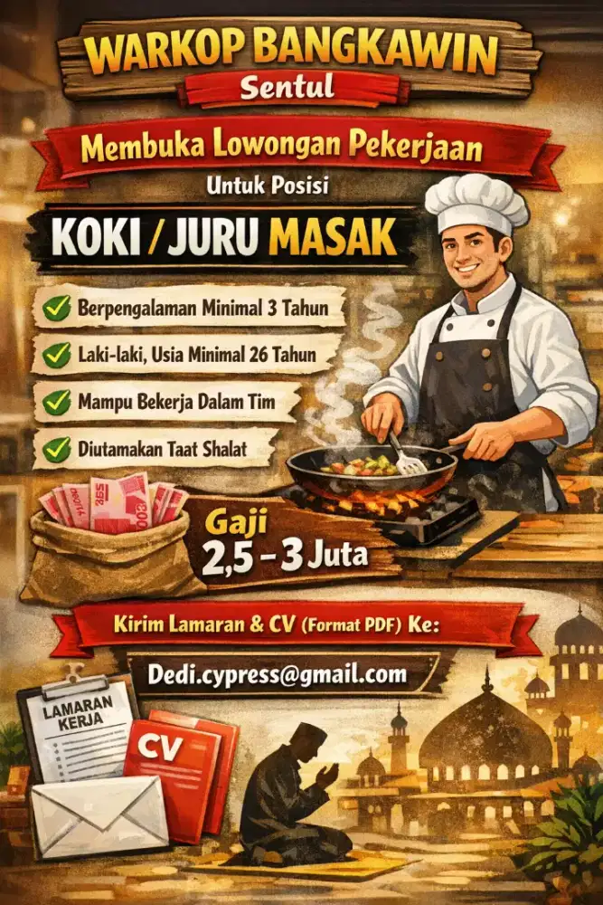 Loker untuk Koki / Juru masak