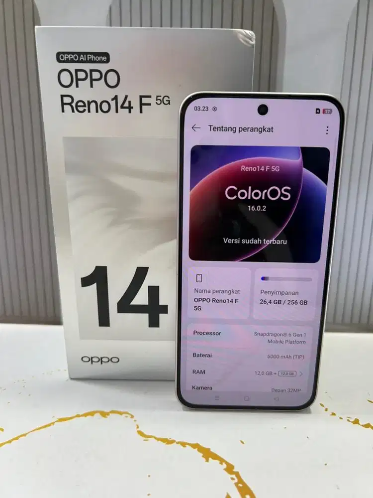 Oppo Reno 14 F 5G 12/256 Mulus fullset grnsi panjang @