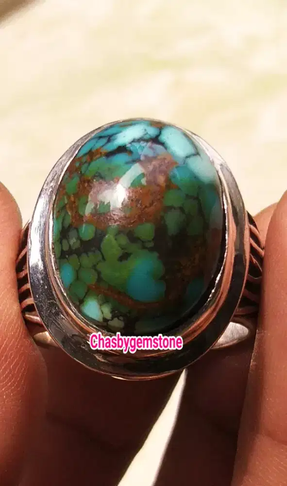 Cincin Batu Pirus Persia Multycolour-Pirus persia serat kura HQ