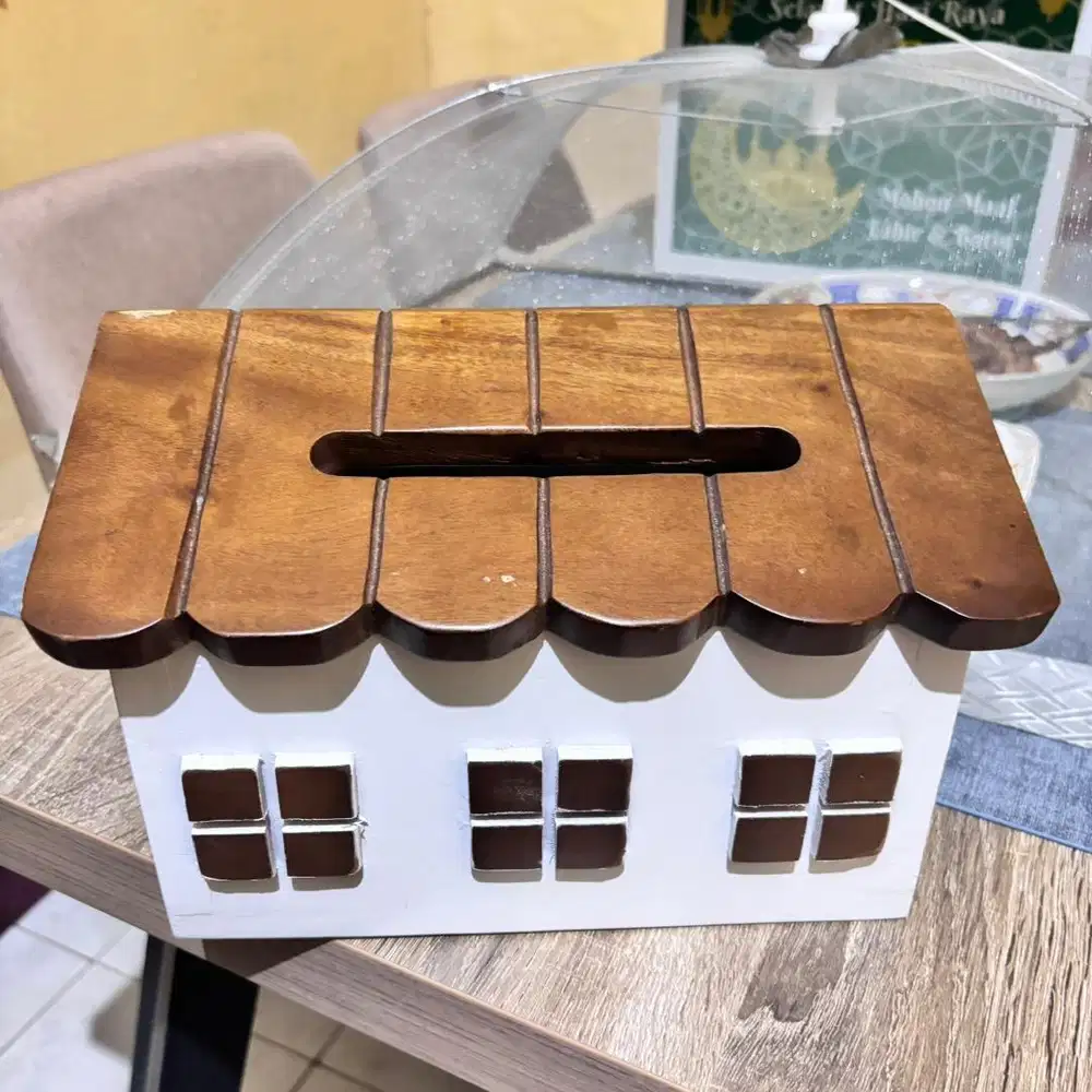 Tempat Tisue Model Rumah Minimalis Kayu Solid