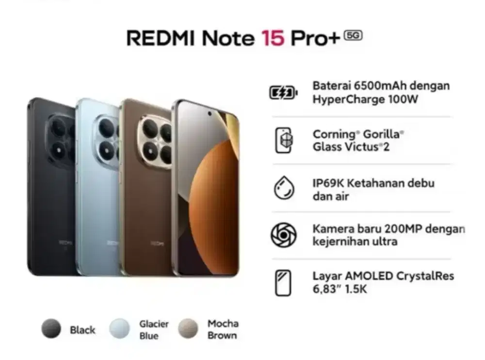 Murah New Redmi note 15 pro+ plus 5G 12/512 grs resmi, bs TT
