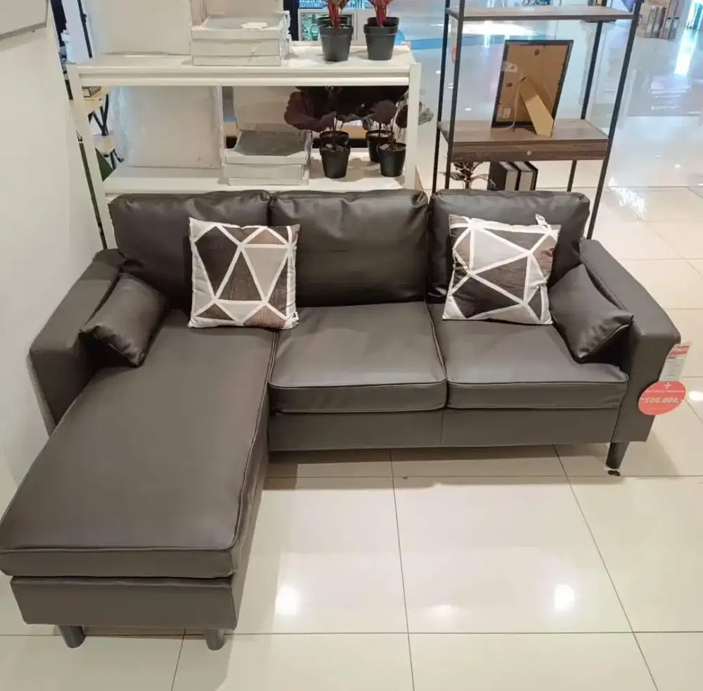 Selma Leander Sofa Modular Sudut Kulit - Cokelat