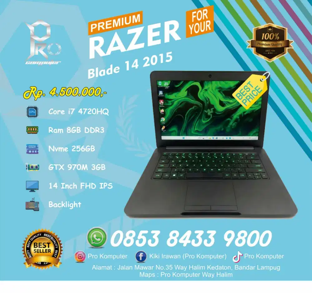 Razer Blade 14 2015 Gaming Render Prokomputer
