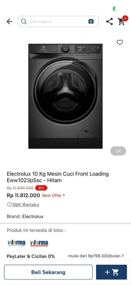 mesin cuci electrolux front loading