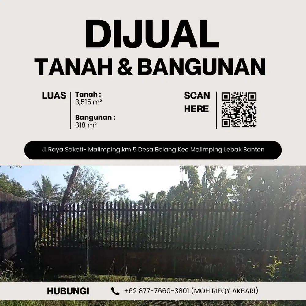 DIJUAL TANAH DAN BANGUNAN MALINGPING BANTEN