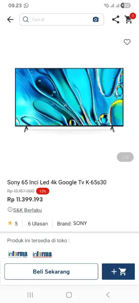 Sony 65 inci led 4k google tv k-65s30