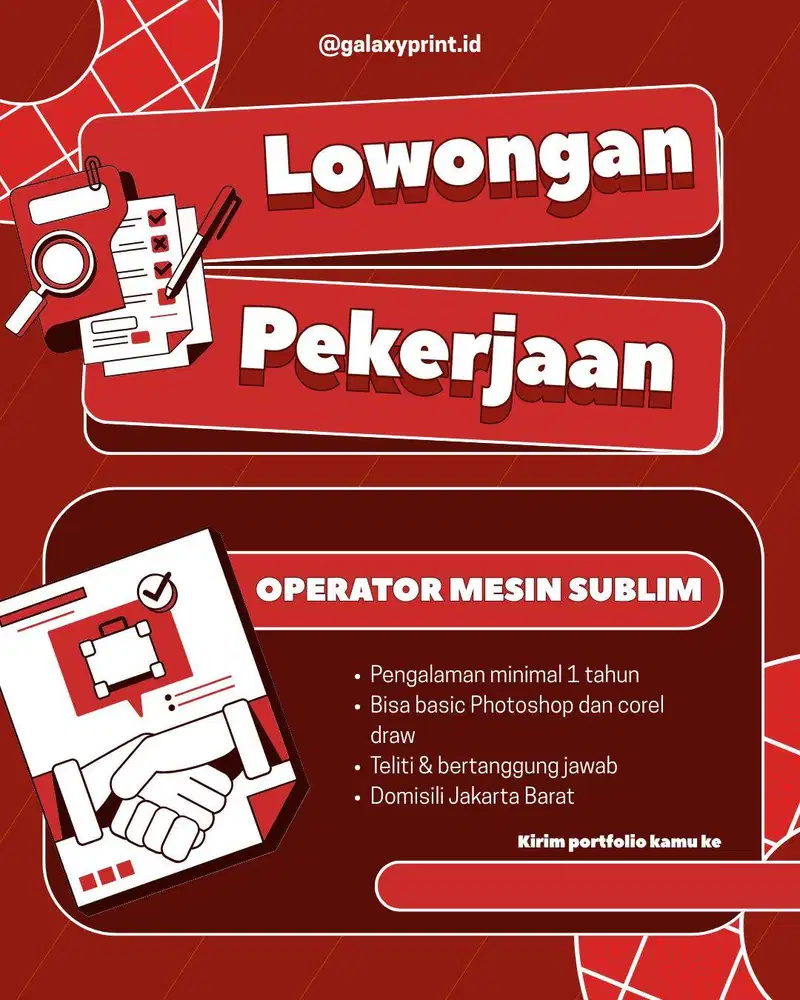 LOWONGAN KERJA OPERATOR MESIN SUBLIM