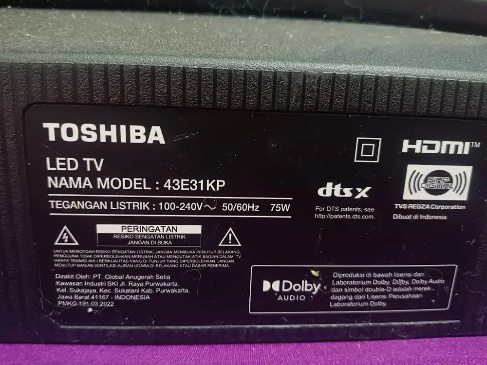 toshiba 43in 43E31KP
