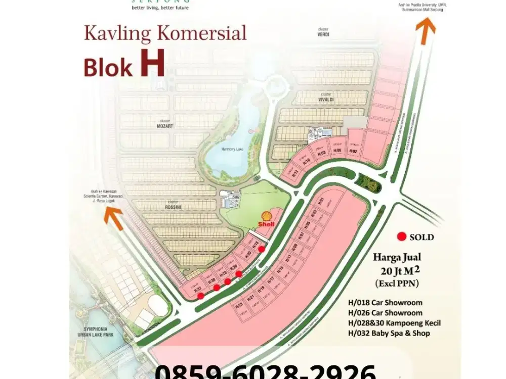 Harga jual 20 juta per meter (Exclude PPN) Kavling Blok H Summarecon
