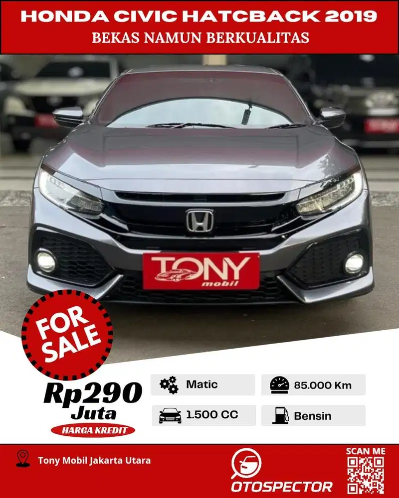 #Tony Mobil# Honda Civic Turbo E Hatchback 2019 Abu-Abu