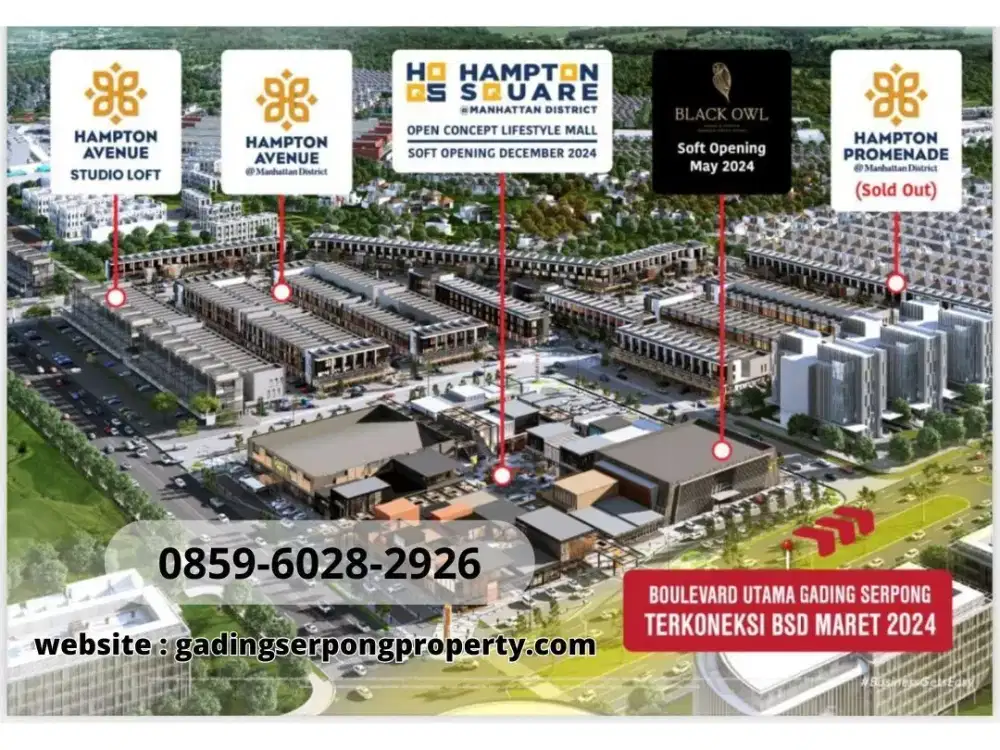 HAMPTON Avenue Studio Loft Ruko Langsung Siap Pakai Gading Serpong 3Lt