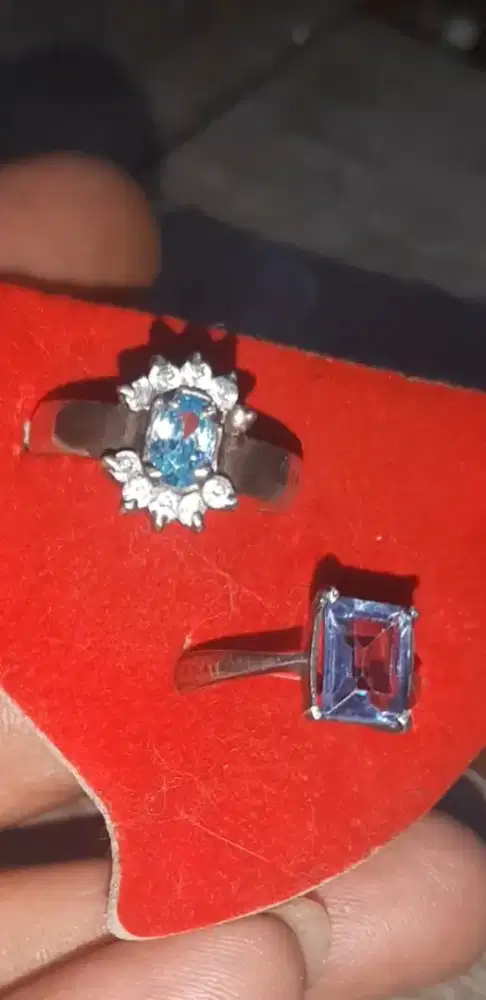 2 buah batu permata ladies ring perak 925