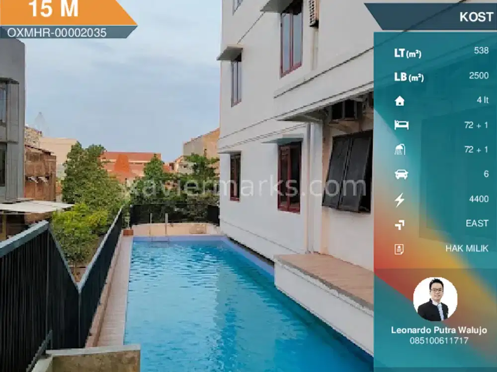 Kost Eksklusif 72 Kamar di Siwalankerto Surabaya ada Pool GYM Basement