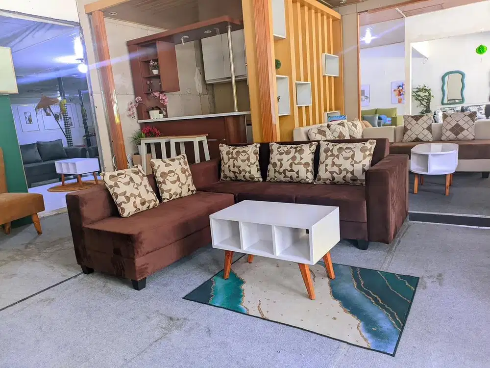 Ready sofa L sdh komplit dg meja