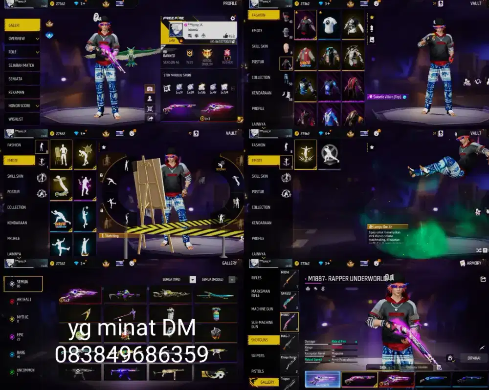 Jual akun ff minat sung wa