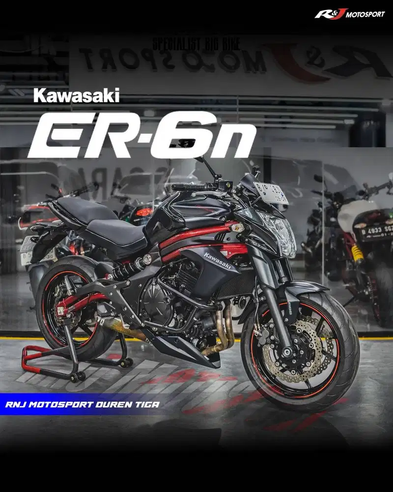 ‎Kawasaki ER6N ER 6 Ninja 650 ABS Km 7.000an warna Hitam Frame Merah