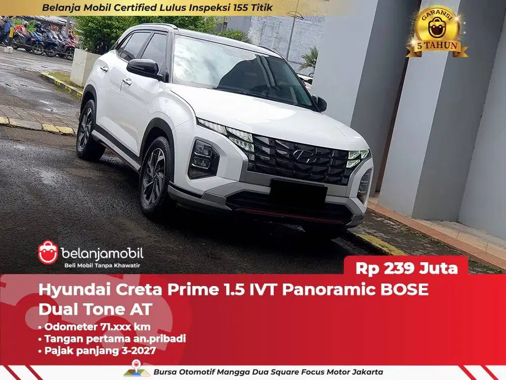[ PAJAK PANJANG ] Hyundai Creta Prime 1.5 IVT Panoramic BOSE 2022/2023