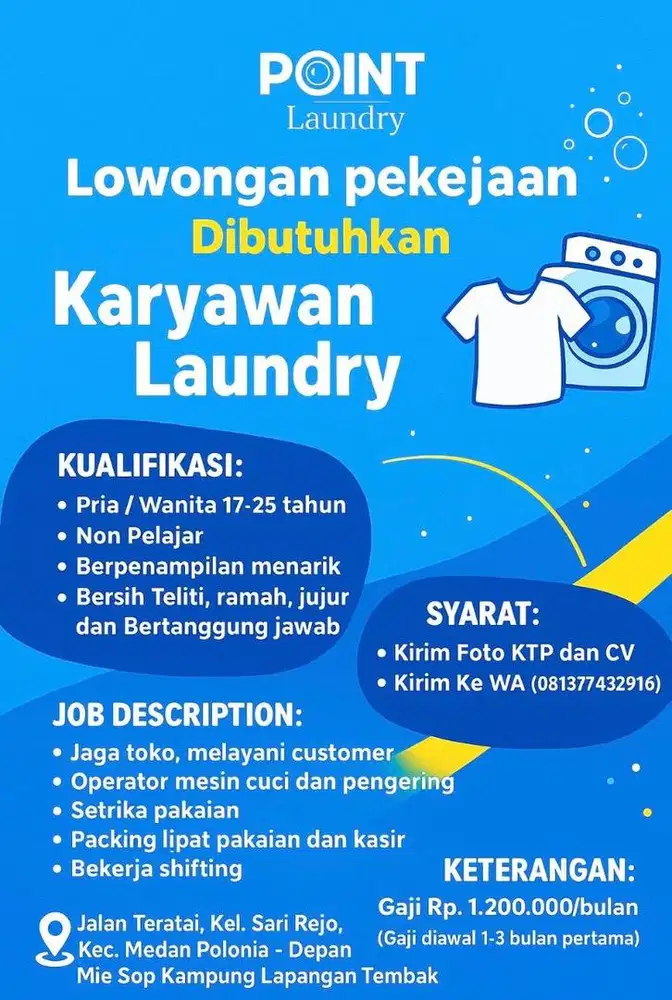 Lowongan kerja karyawan laundry