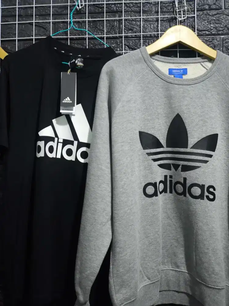 Bundling crewneck Adidas XL dan kaos Adidas L