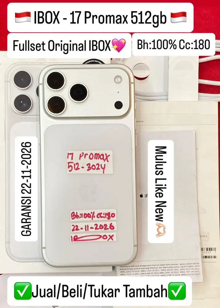 Iphone 17 Promax 512 Gb Silver Resmi Ibox Garansi panjang