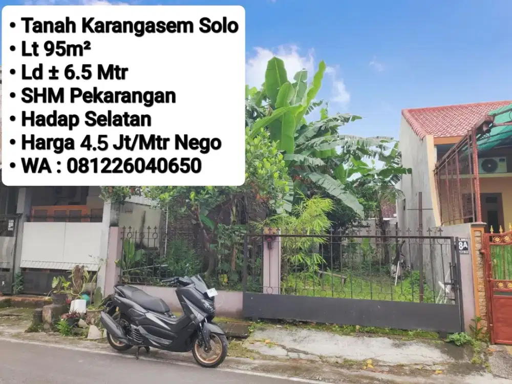 Jual Tanah Area Karangasem Solo, Dekat Manahan, Jajar, Pintu TOL