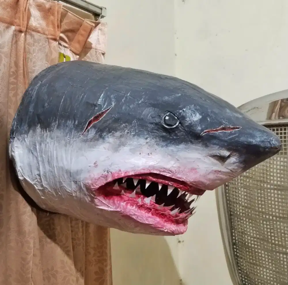 Hiasan kepala ikan hiu big size retro jam sepeda antik vintage lawas