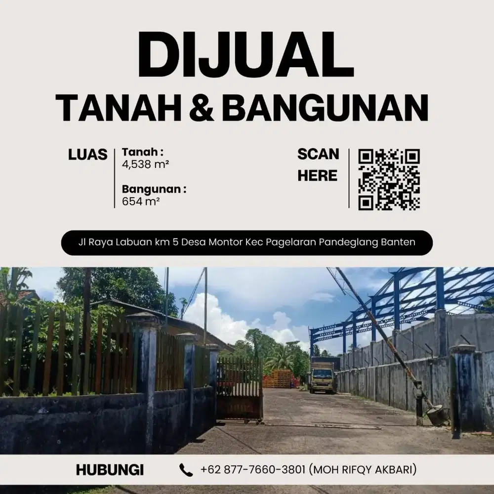 DIJUAL TANAH DAN BANGUNAN LABUAN PANDEGLANG BANTEN