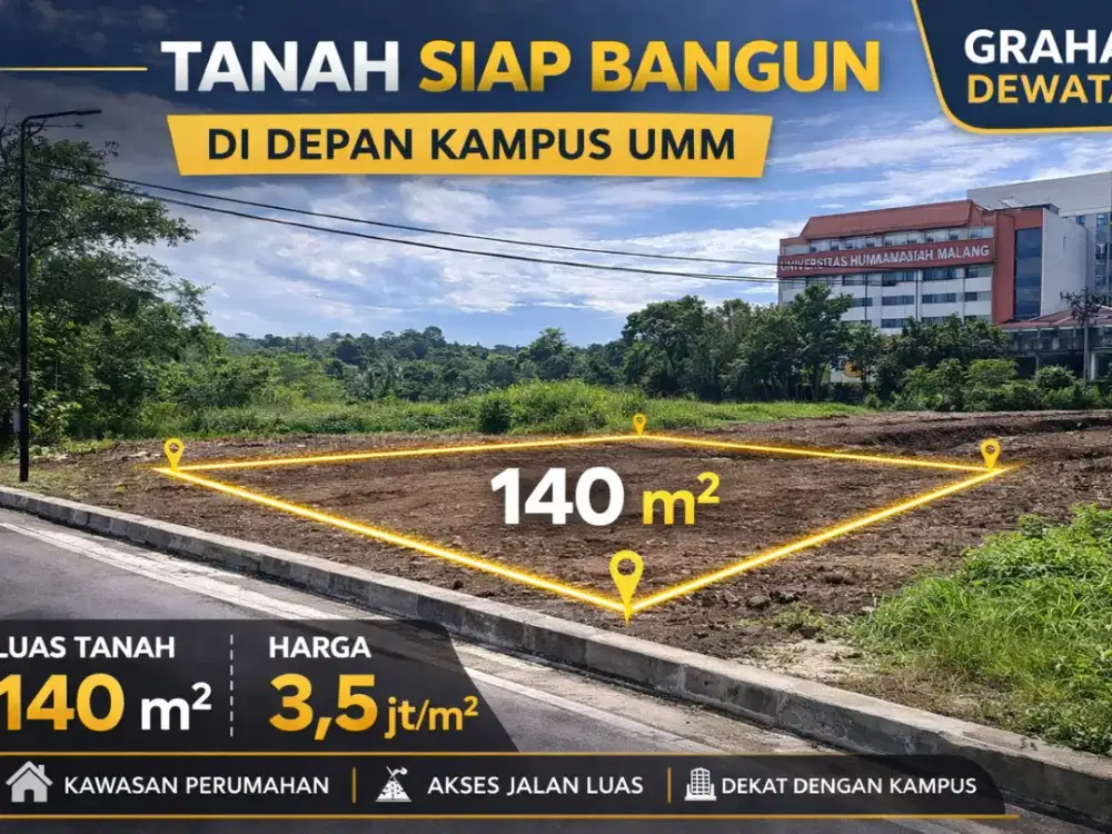 Dijual tanah kavling siap bangun di perumahan Graha Dewata kawasan Jalan Joyo Agung