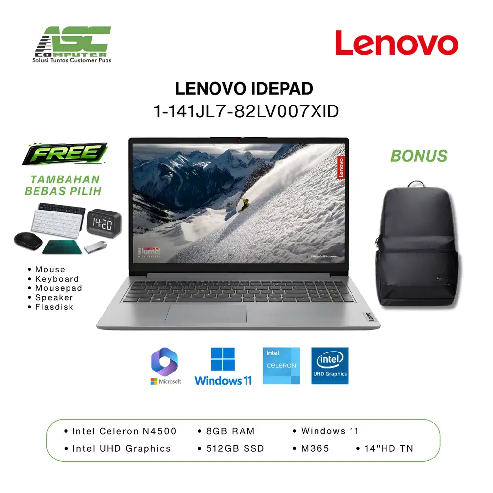 Laptop Lenovo Ideapad 1-141JL7-82LV007XID