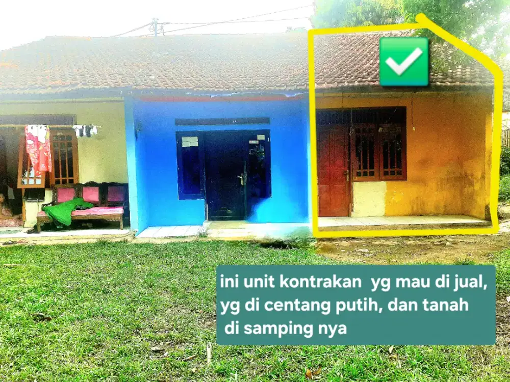 Di jual  1 unit kontrakan  dan tanah  ( tanpa pengantara)