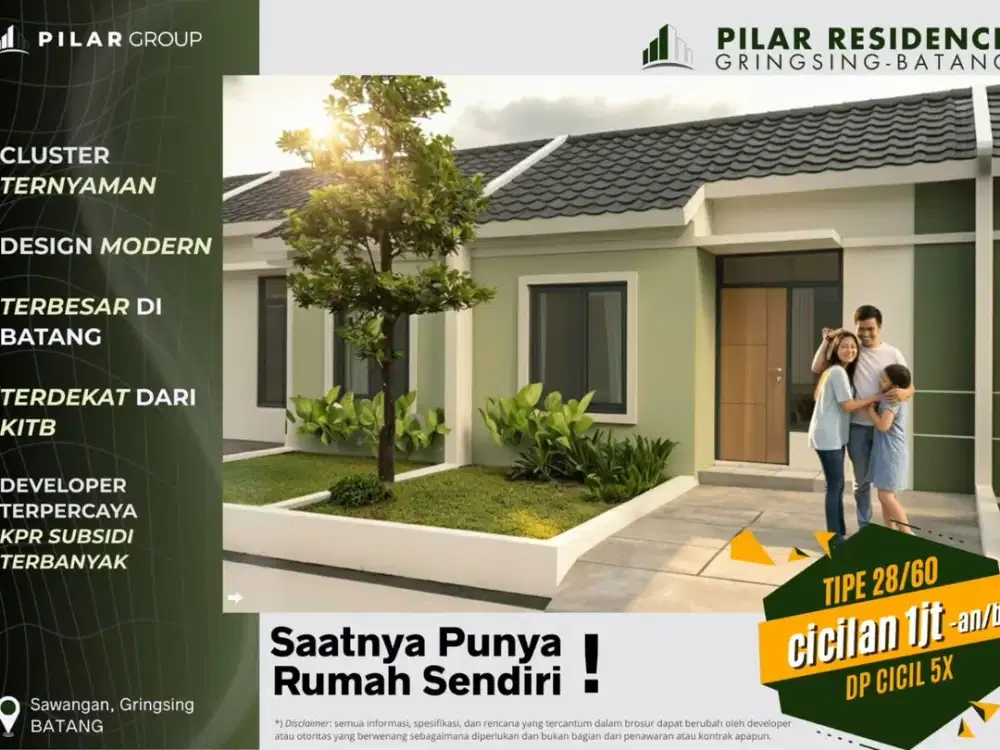 Di Jual rumah subsidi perumahan pilar Residence area batang