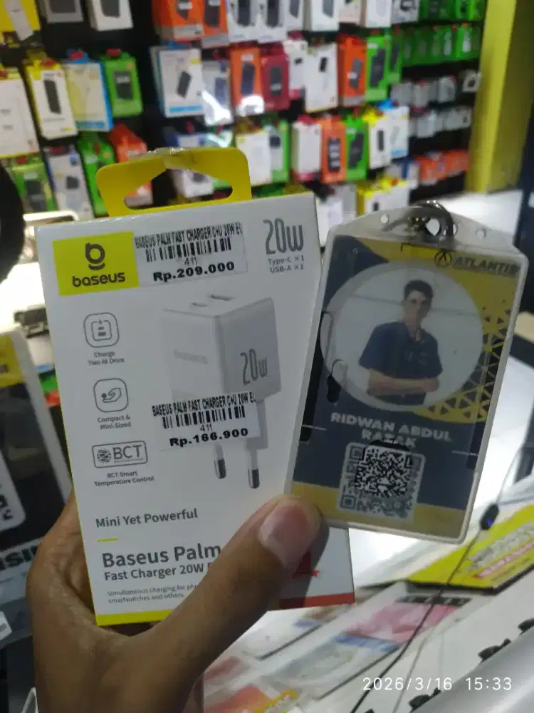 BASESUS PALM FAST CHARGER C+U 20W | ATLANTIS DAHSYAT