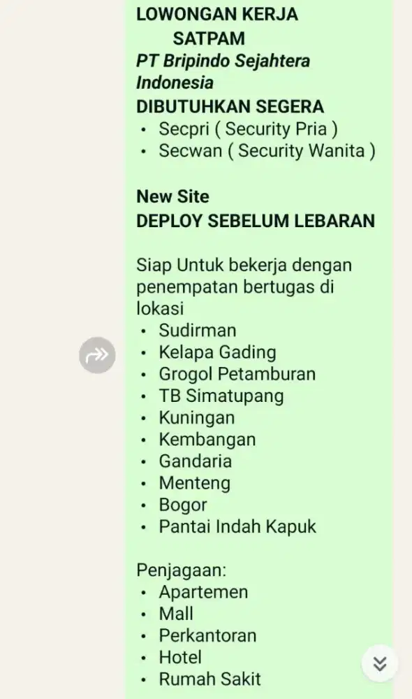 Dibutuhkan segera Security