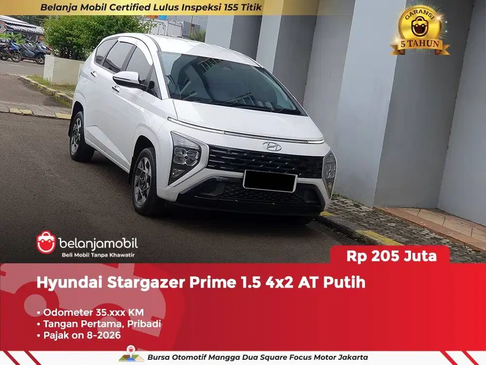 [ GARANSI 5TH ] Hyundai Stargazer Prime 1.5 4x2 AT Putih 2023 2024