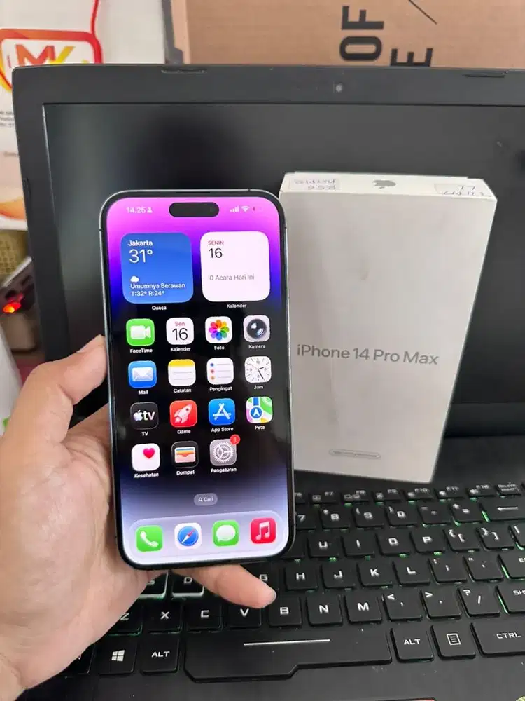 Iphone 14 Promax 256 GB Fullset Ex Inter. E-Sim Only terdaftar cukai