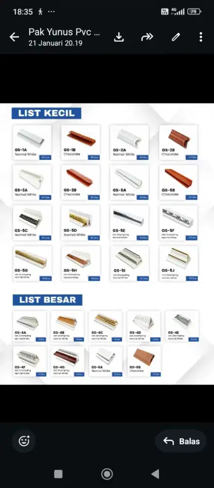 Aneka motif Lis PVC PLAFOND ukuran kecil dan besar komplit