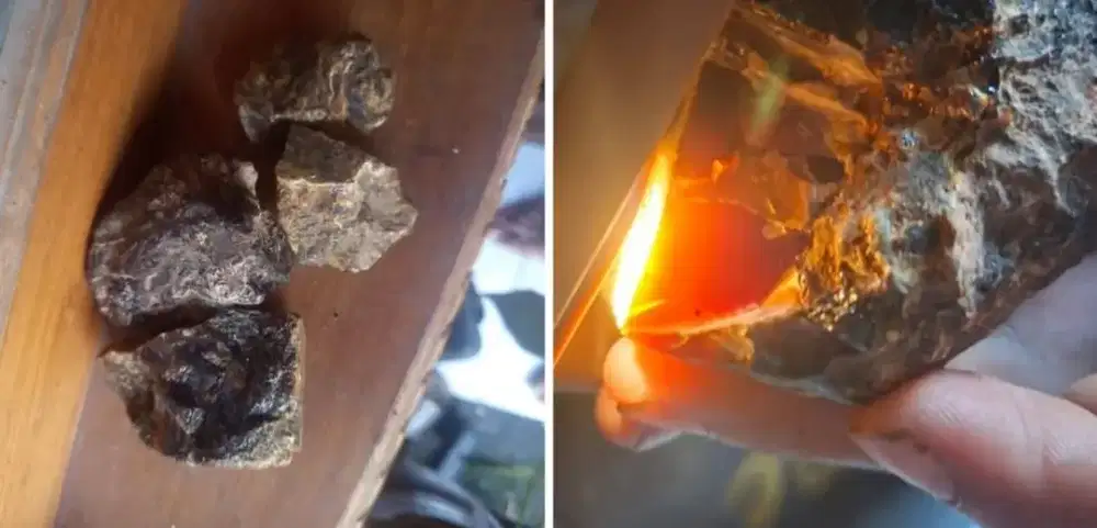 Fosil tembus kristal  2 biji besar borongan 4 biji