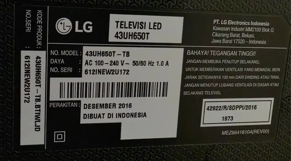 TV LG 43 inch untuk menghasilkan rumah anda semakin indah