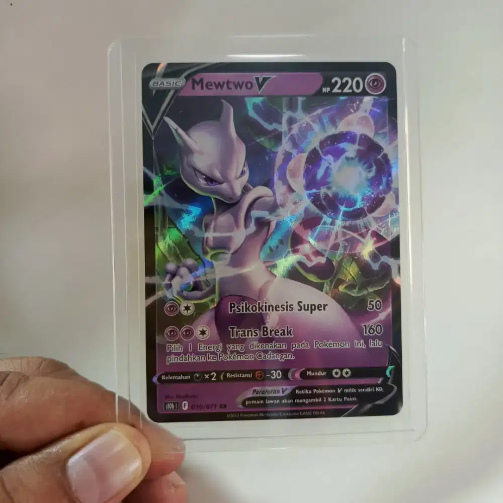 Kartu pokemon Indonesia asli original mewtwo v holo RR full art