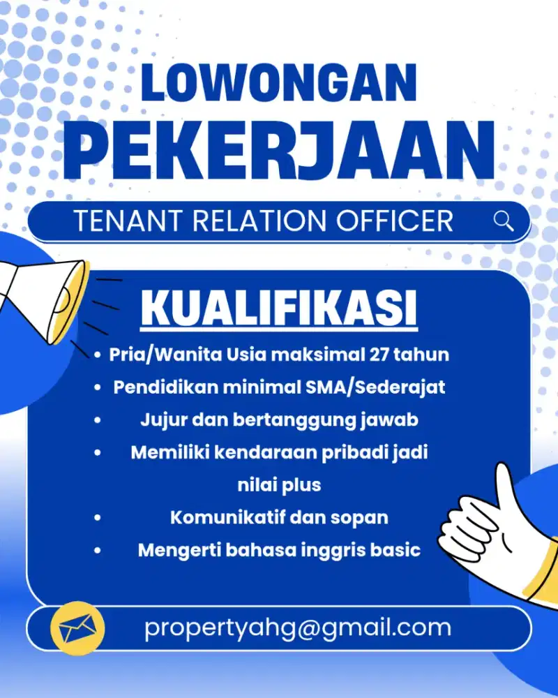 Lowongan Kerja Tenant Relation Officer