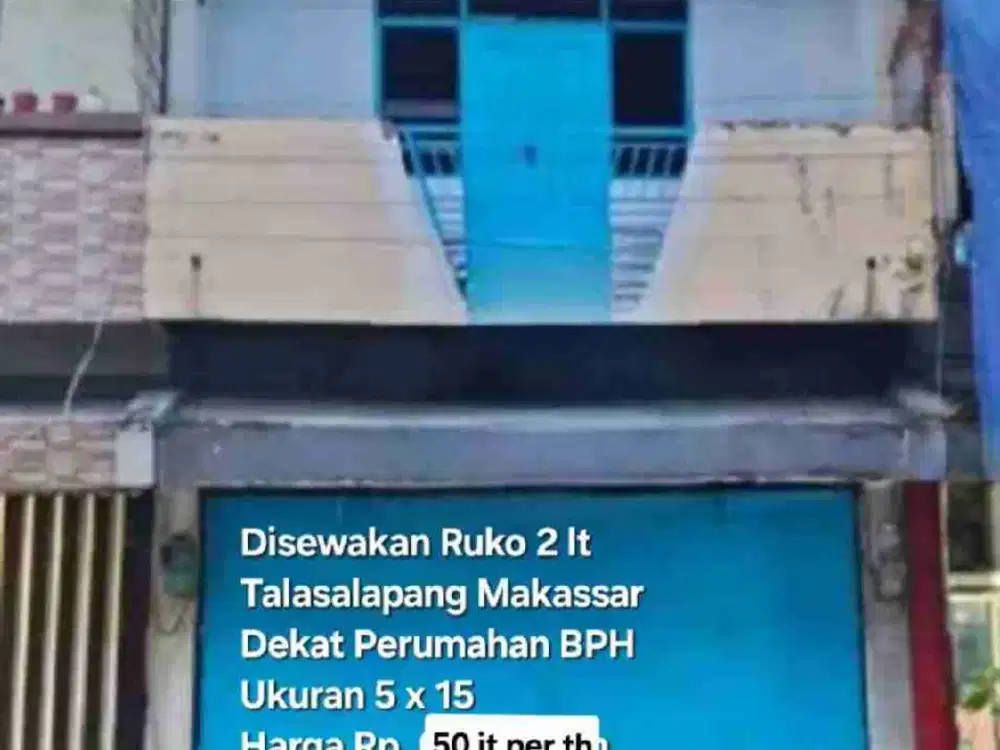 Disewakan Ruko 2 lt di Jl. Talasalapang Gunung Sari Makassar