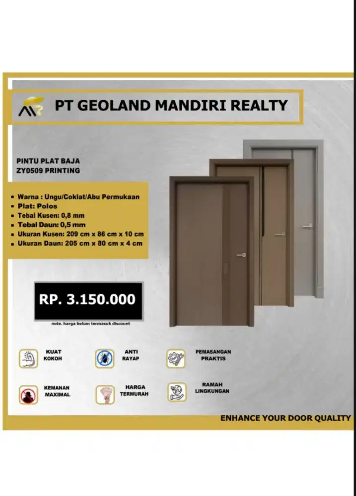 Dijual pintu material baja kwalitas