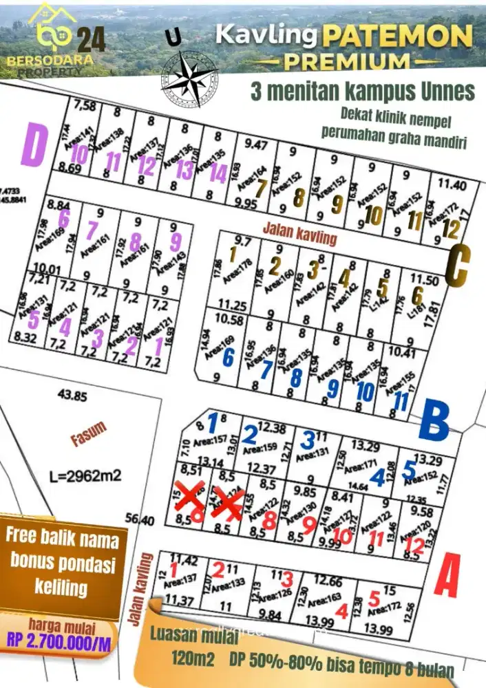 Tanah kapling siap bangun Unnes gunungpati